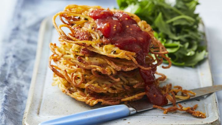 spaghetti fritters - millenora