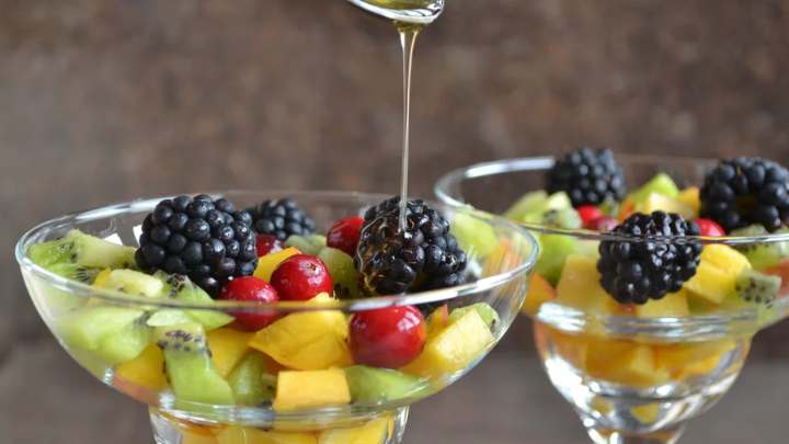 fruit salad with honey lime dressing - millenora